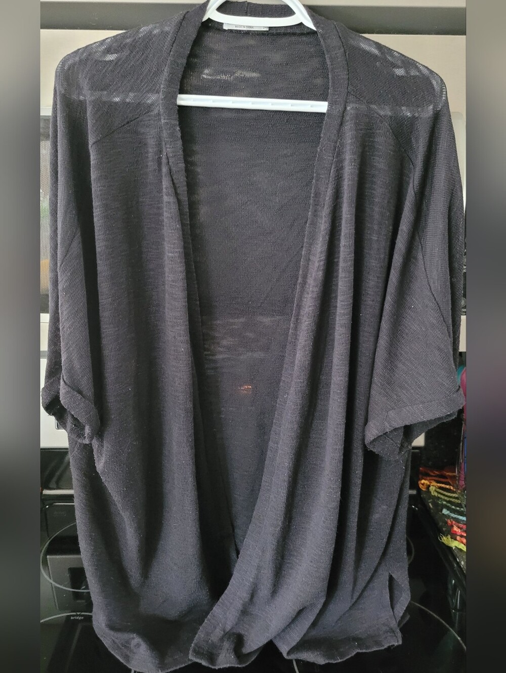 Lightweight Black Open-Front Women's Cardigan